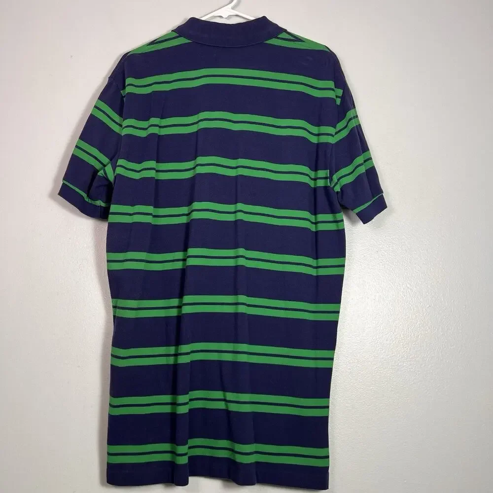 Polo Ralph Lauren Men's Blue Green Striped Polo Shirt Sz L Pony Academia